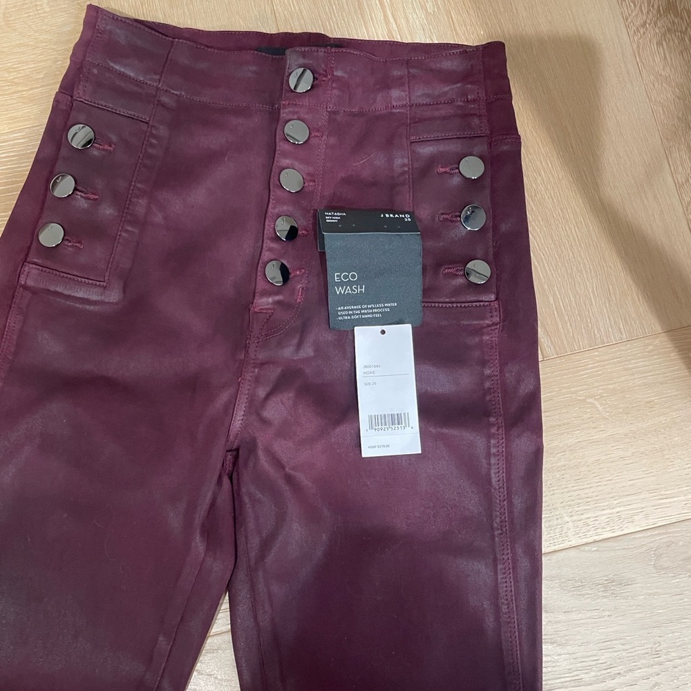 NWT J Brand NATASHA Sky High Skinny  Burgundy Jeans in Size 25